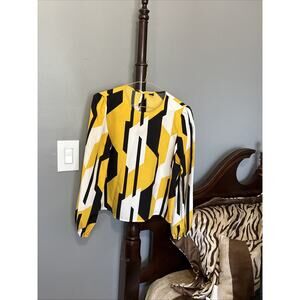 Shein Women's Blouse Shirt Top Size M Medium NWT Yellow, Black and White.